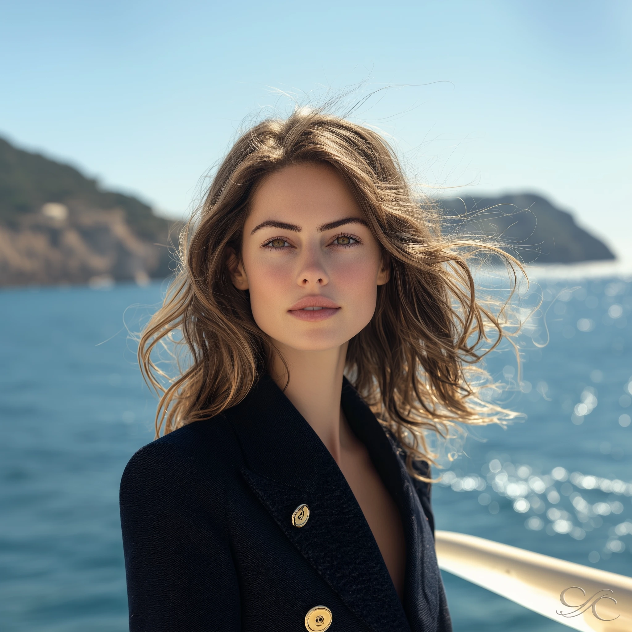 Standing on a boat enjoying the view of the ocean and coastline