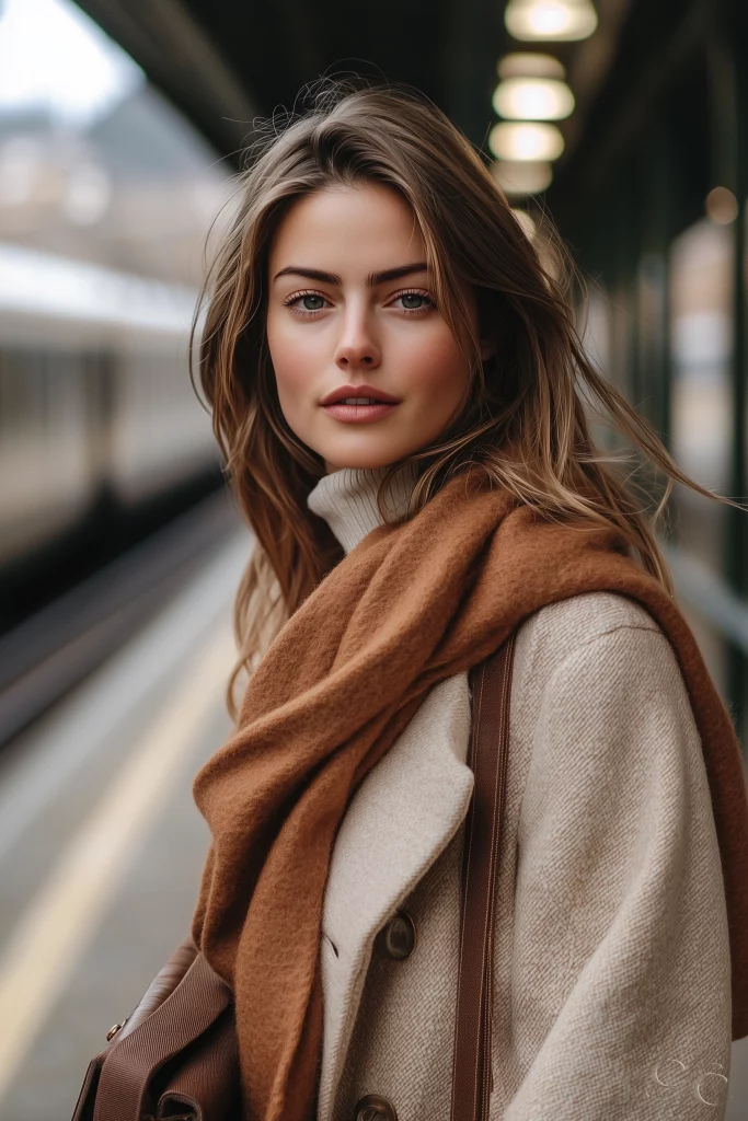Waiting on a train platform enjoying a crisp autumn morning
